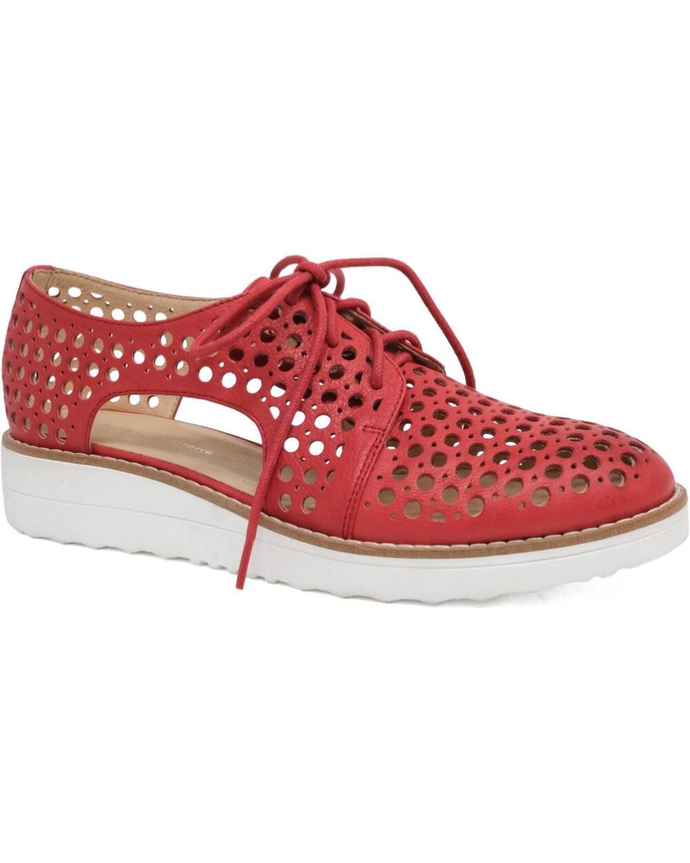 NEW DJANGO & JULIETTE women's onstage sneaker in red leather/ white sole